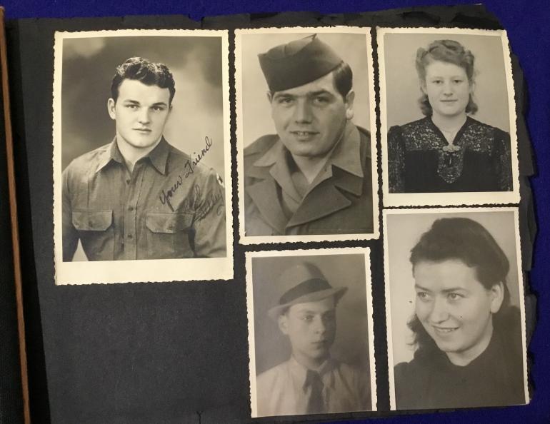 US Photo Album San Francisco to Belgium with US Army marked Baseball Glove - Image 2