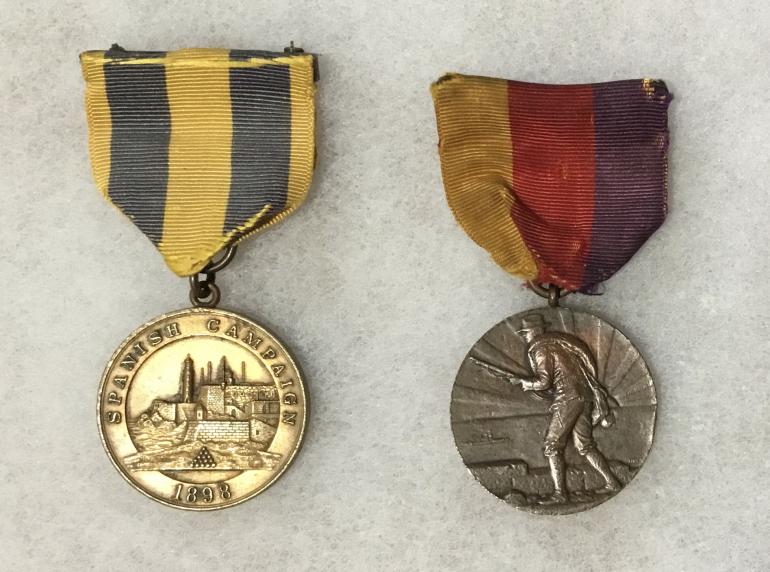 TWO RIM NAMED NAVY SPANISH CAMPAIGN MEDALS