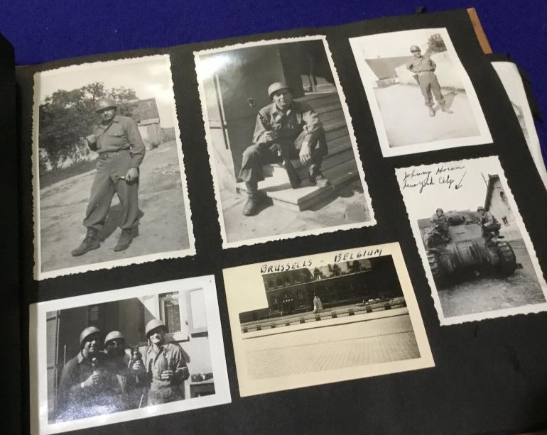 US Photo Album San Francisco to Belgium with US Army marked Baseball Glove - Image 5
