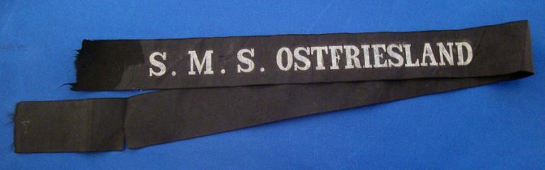 WWI GERMAN NAVY TALLY FOR S.M.S. OSTERIESLAND