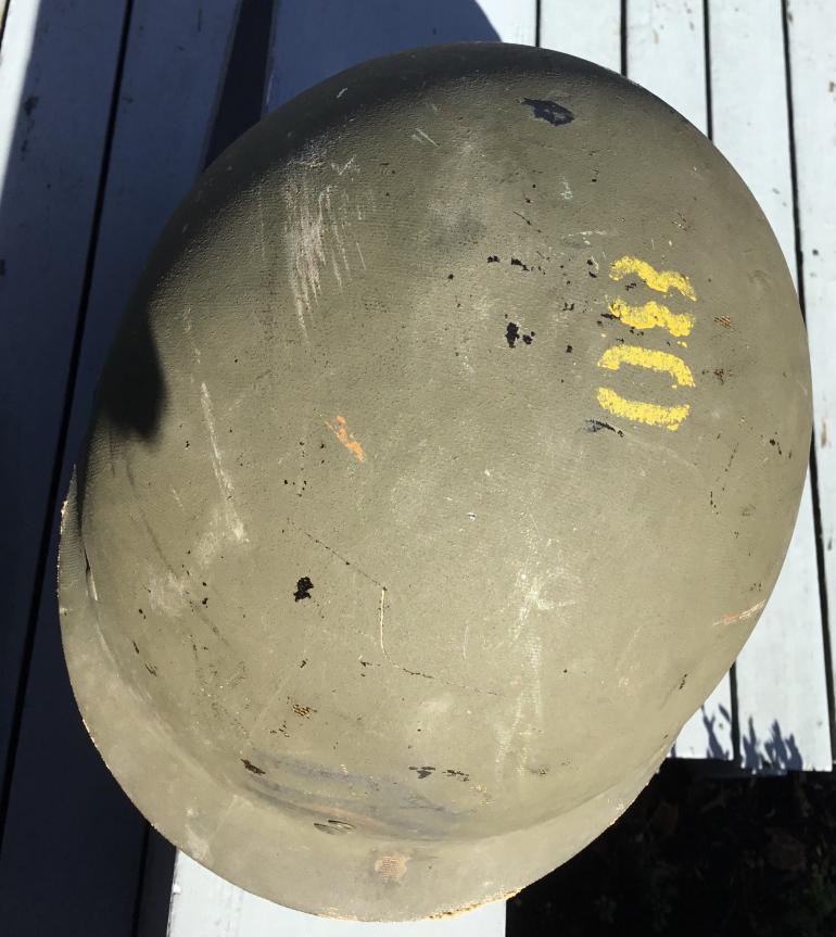 WWII and KOREAN USMC HELMET with CAMO COVER - Image 2
