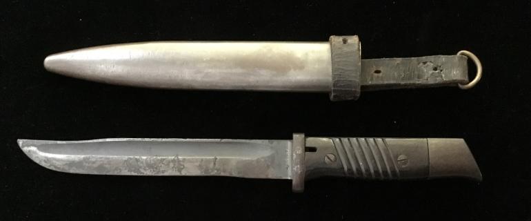 K98 BAYONET & SCABBARD CUT DOWN FOR FIGHTING KNIFE - Image 2