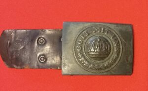 WWI BUCKLE with LEATHER TAB DATED 1914