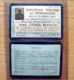 WAR CRIMES SPECIAL INVESTIGATOR IDENTITY PASSBOOK