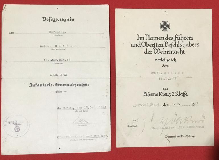 EK2 & INF ASSAULT DOCUMENTS TO ARTHUR MULLER