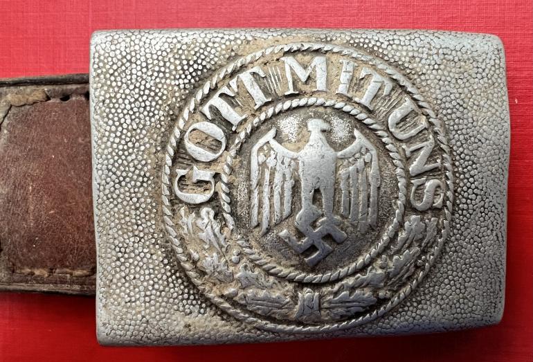 ARMY ALUMINUM DRESS BUCKLE & LEATHER TAB - Image 2