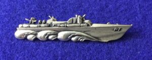 PT BOAT BADGE PIN BACK, STERLING