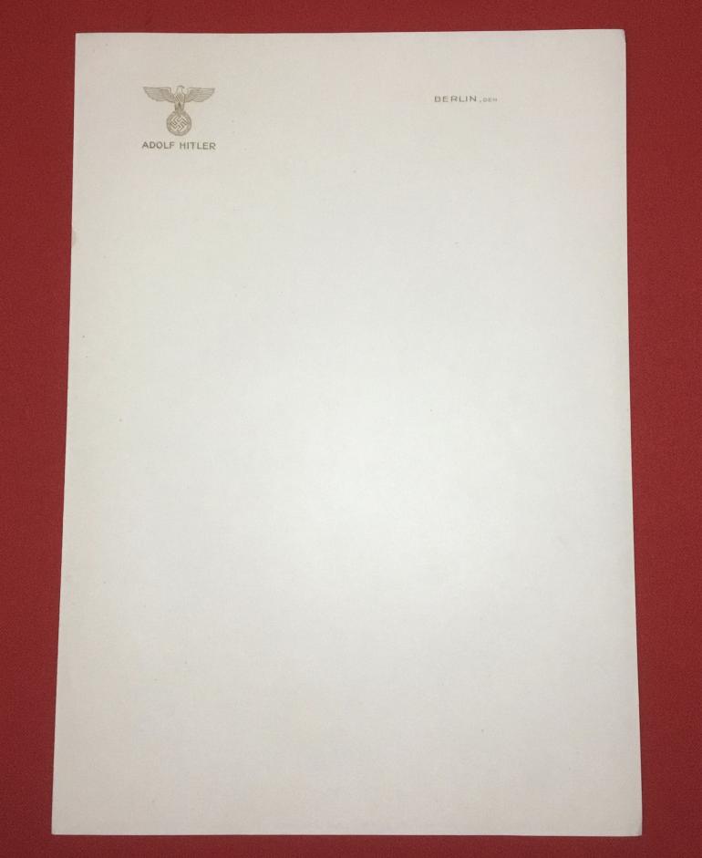 ADOLF HITLER PERSONAL STATIONARY