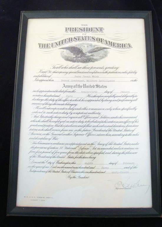 SECOND LIEUTENANT, MILITARY INTELLIGENCE APPOINTMENT DOCUMENT
