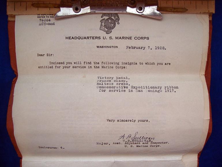 USMC PERSONAL FILE 1917-1928 - Image 2
