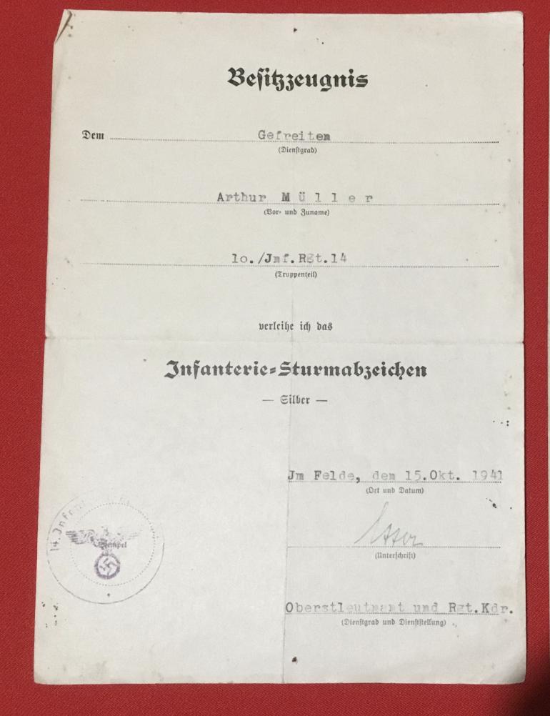 EK2 & INF ASSAULT DOCUMENTS TO ARTHUR MULLER - Image 3