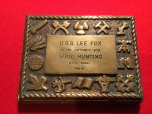BRONZE PLAQUE FROM USS HAMUL TO USS LEE FOX