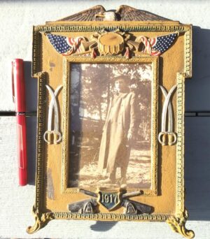 WWI CAST IRON MILITARY PICTURE FRAME