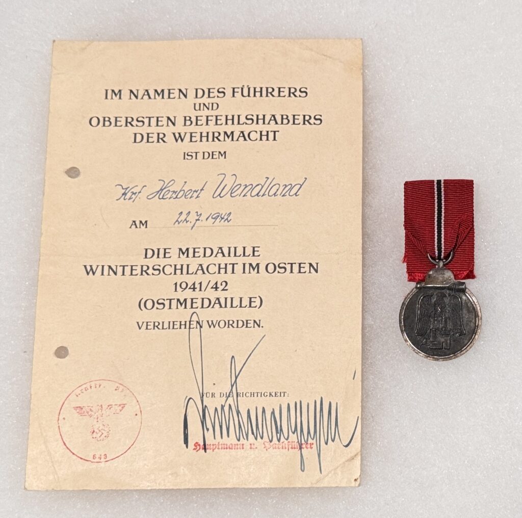 RUSSIAN FRONT MEDAL WITH AWARD DOCUMENT
