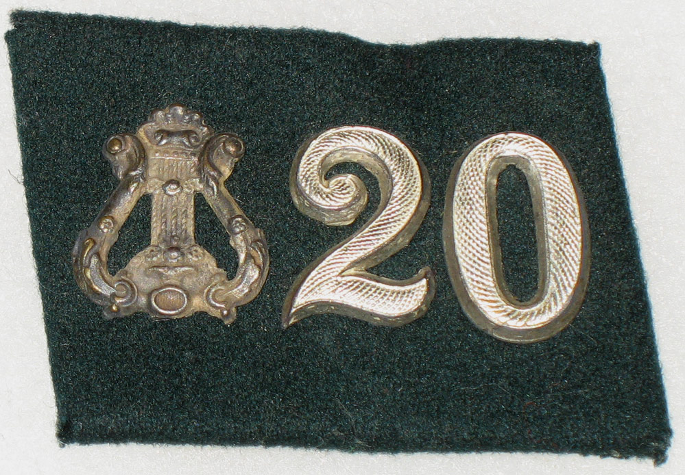 German Collar Tab #20 with Lyre Musician